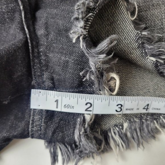 American eagle super hi rise festival jean shorts raw frayed hem black 8 - Picture 9 of 10